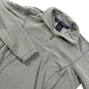 Arcteryx Polartec Womens Gray Quarter Zip Pullover waffle knit Top hiking logo